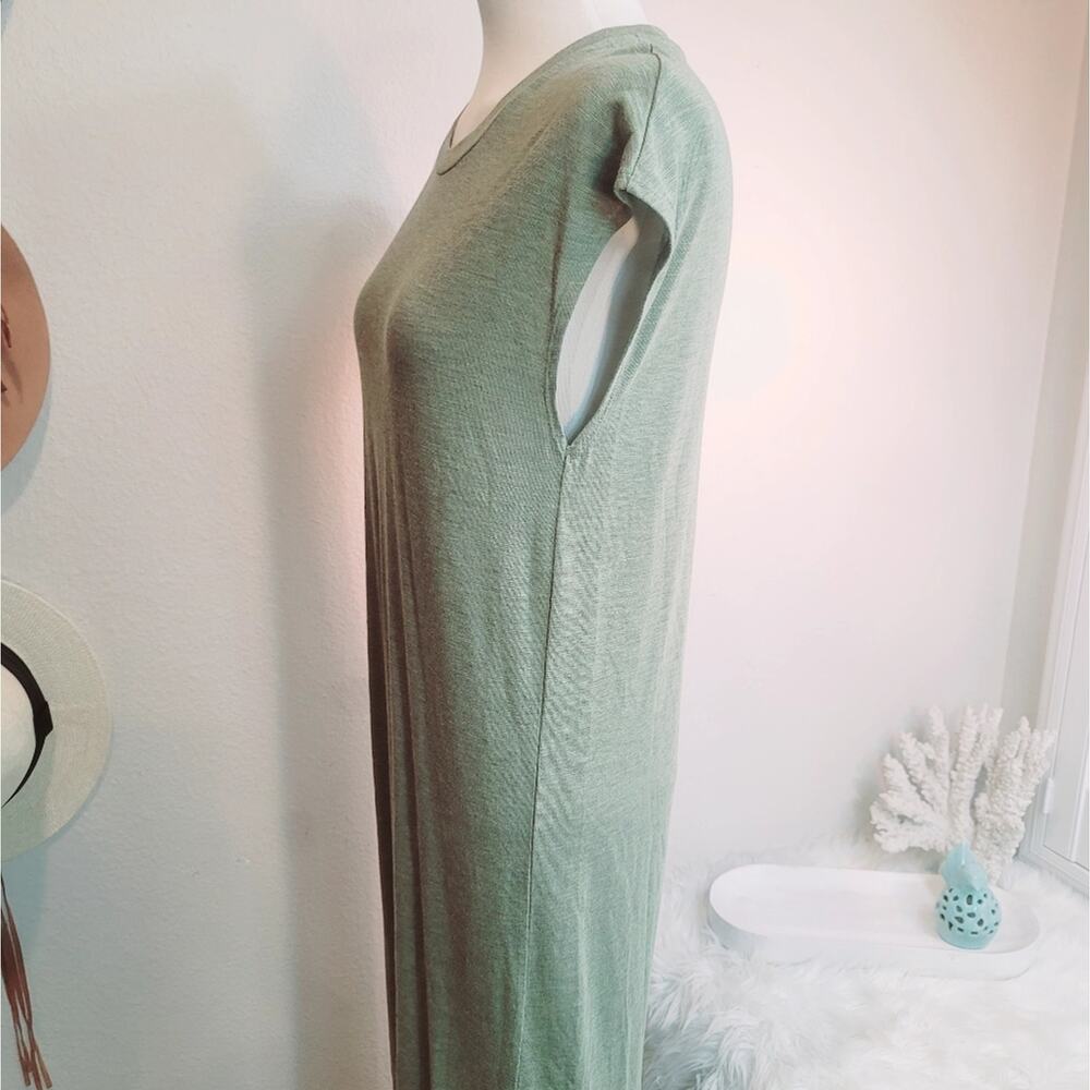 MADEWELL Pine Heather Green Muscle Midi Dress Side Slit Soft Stretch Jersey Sz M - Picture 10 of 16